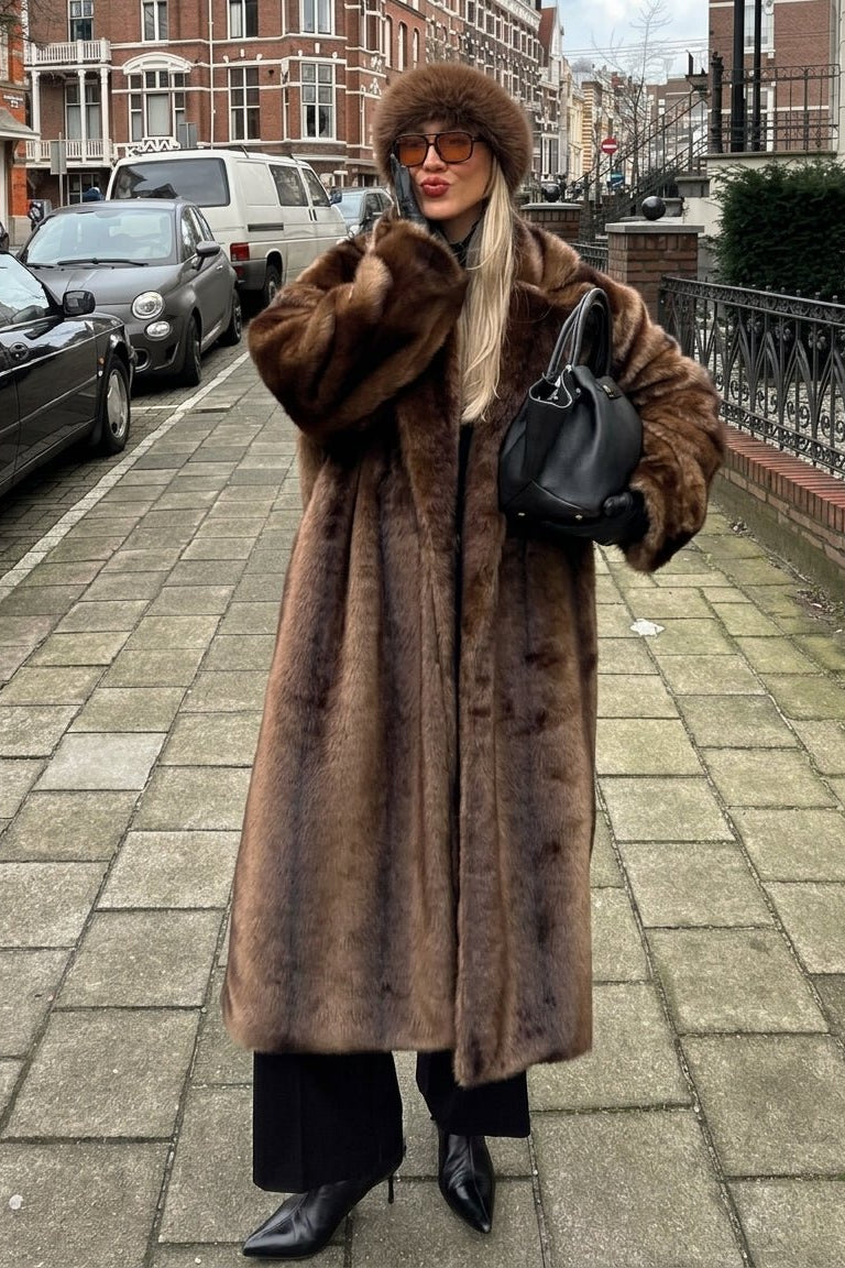 ZEYA - Jasmine Faux Fur Long Overcoat