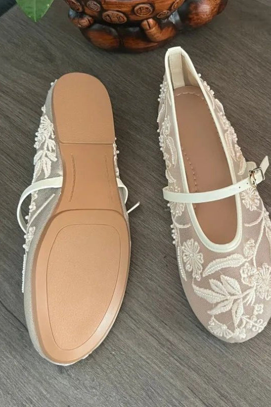ZEYA - Jenny Beaded Mesh Ballet Flats