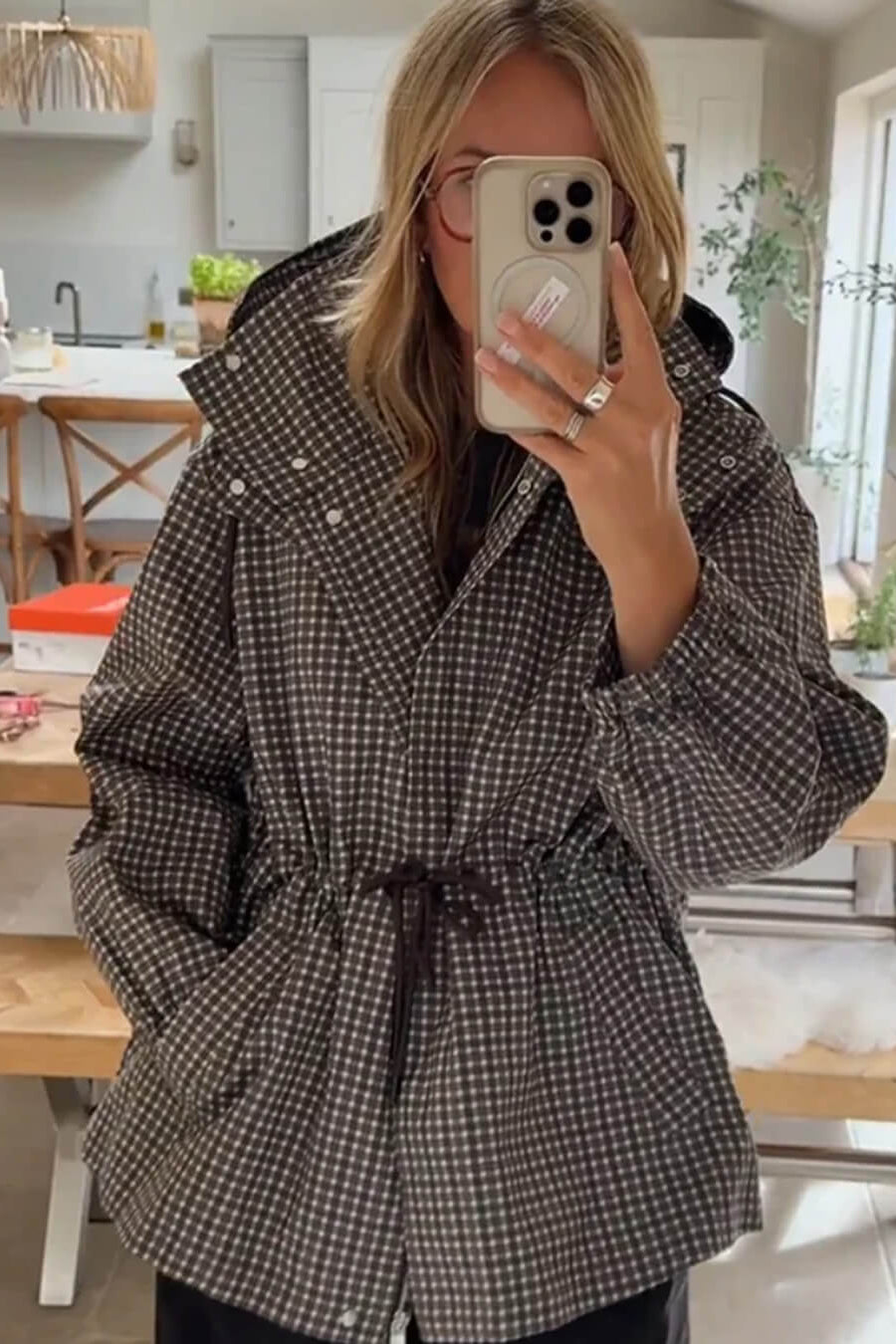 ZEYA - Jenny Plaid Hooded Windbreaker Jacket