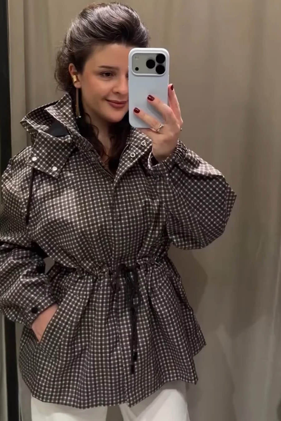 ZEYA - Jenny Plaid Hooded Windbreaker Jacket