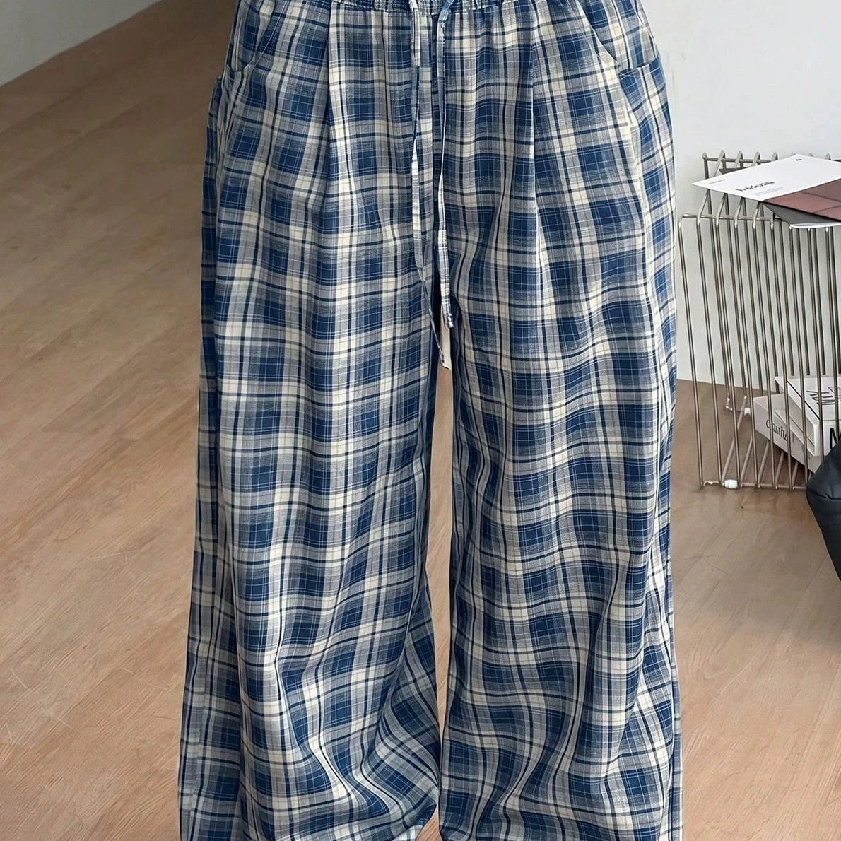 ZEYA - Jessica Plaid Wide Leg Drawstring Pants
