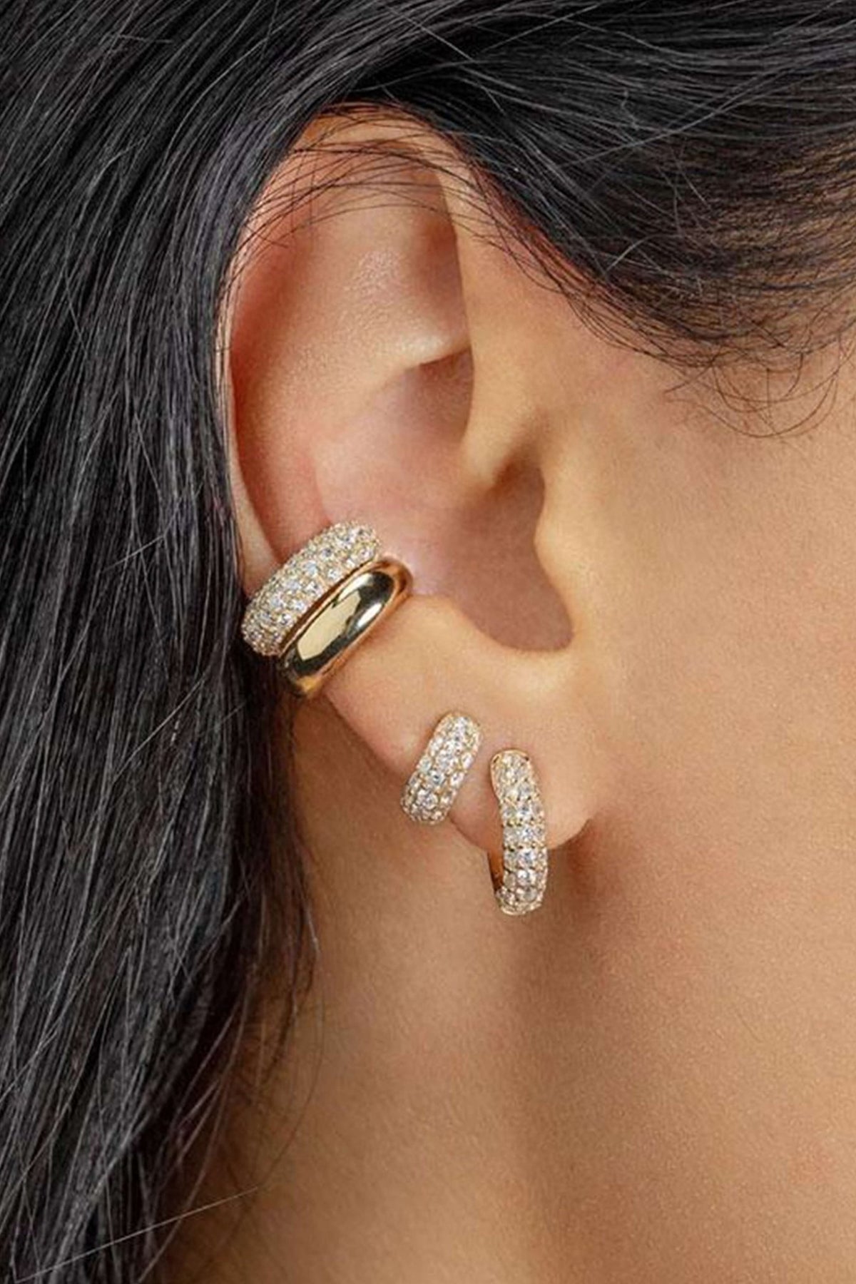 ZEYA - Juliette - Earrings with Zirconia Stones, Minimalist Hoop Design for Women