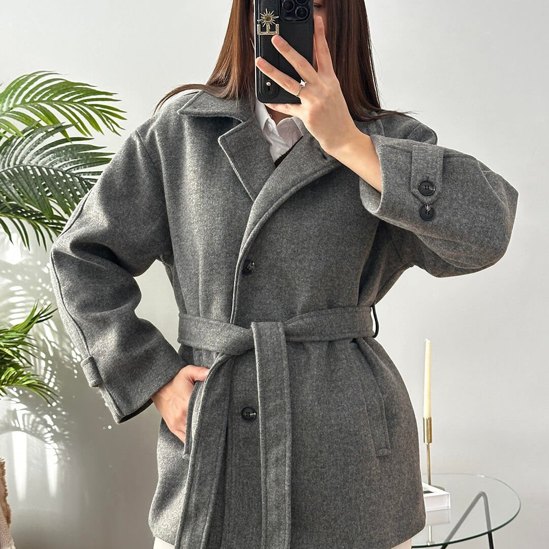 ZEYA - Juliette Faux Wool Coat with Belt