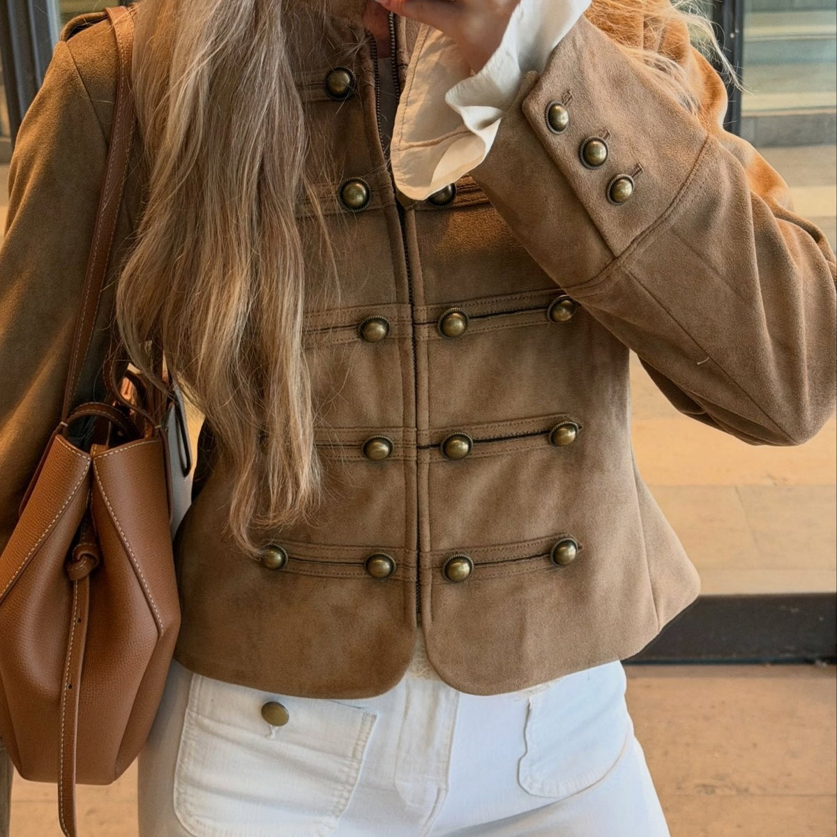 ZEYA - Kelly Faux Suede Napoleon Slim Jacket