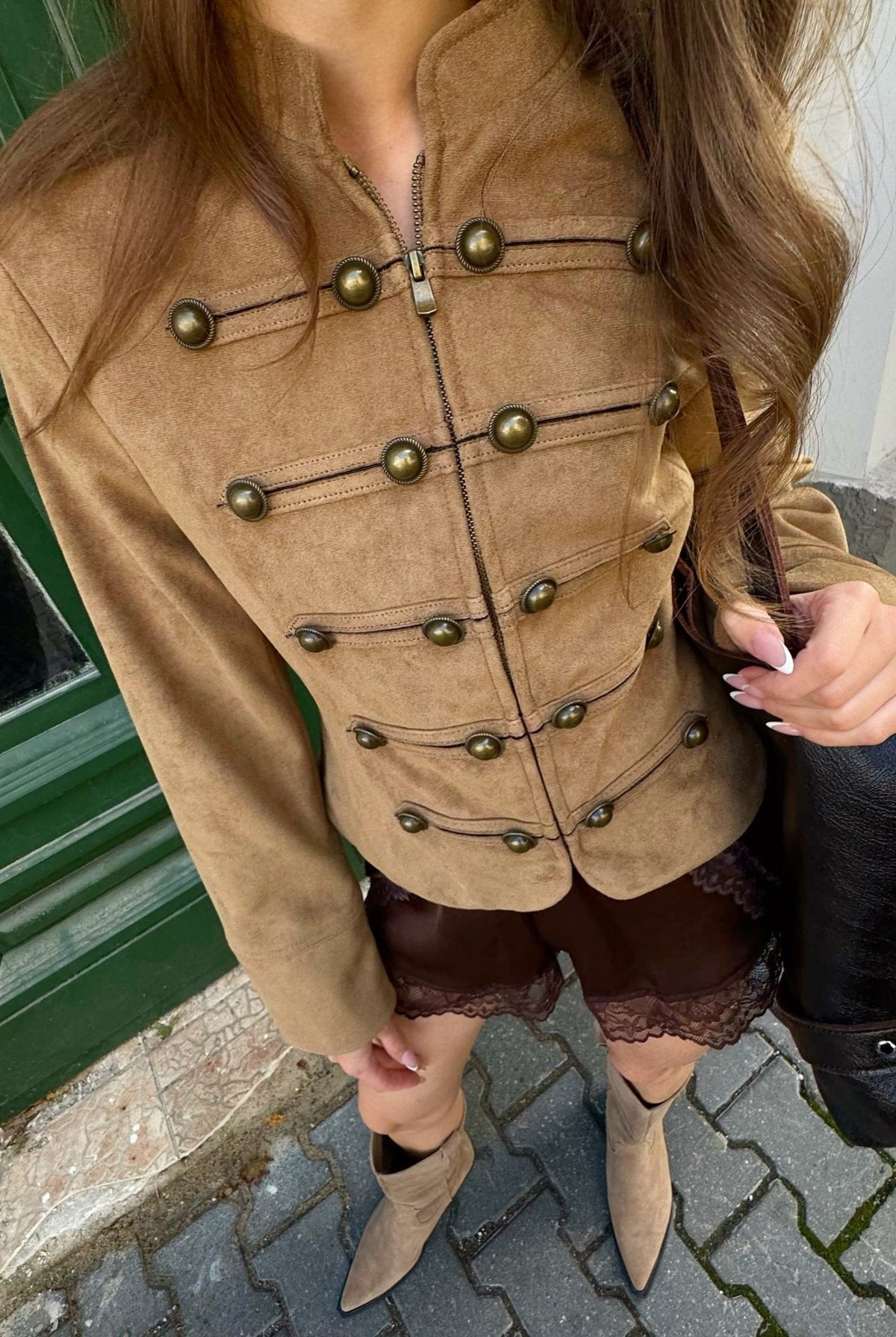 ZEYA - Kelly Faux Suede Napoleon Slim Jacket
