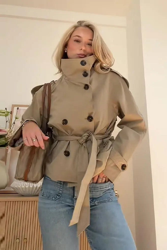 ZEYA - Kiarra Stand Collar Crop Trenchcoat