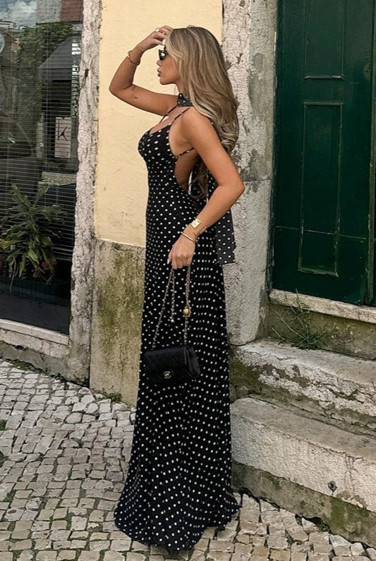 ZEYA - Lauren Polka Dot Backless Maxi Dress