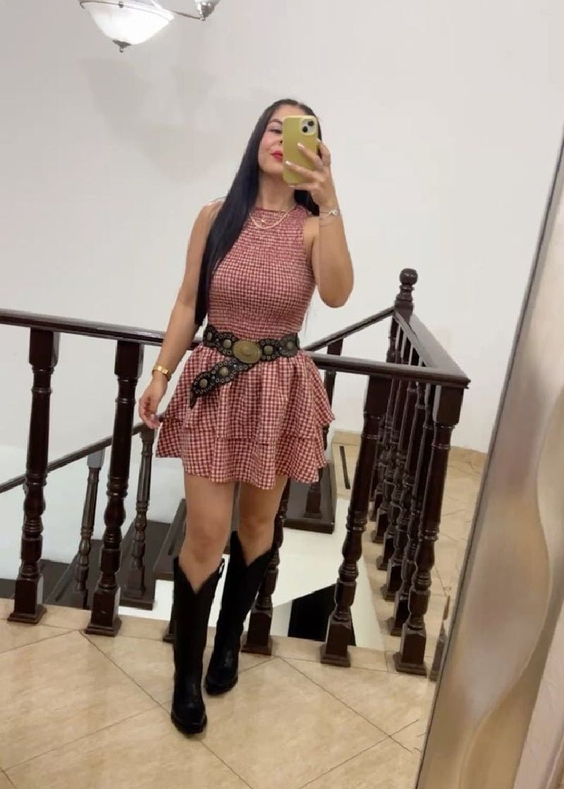 ZEYA - Linda Plaid Smocked Mini Dress