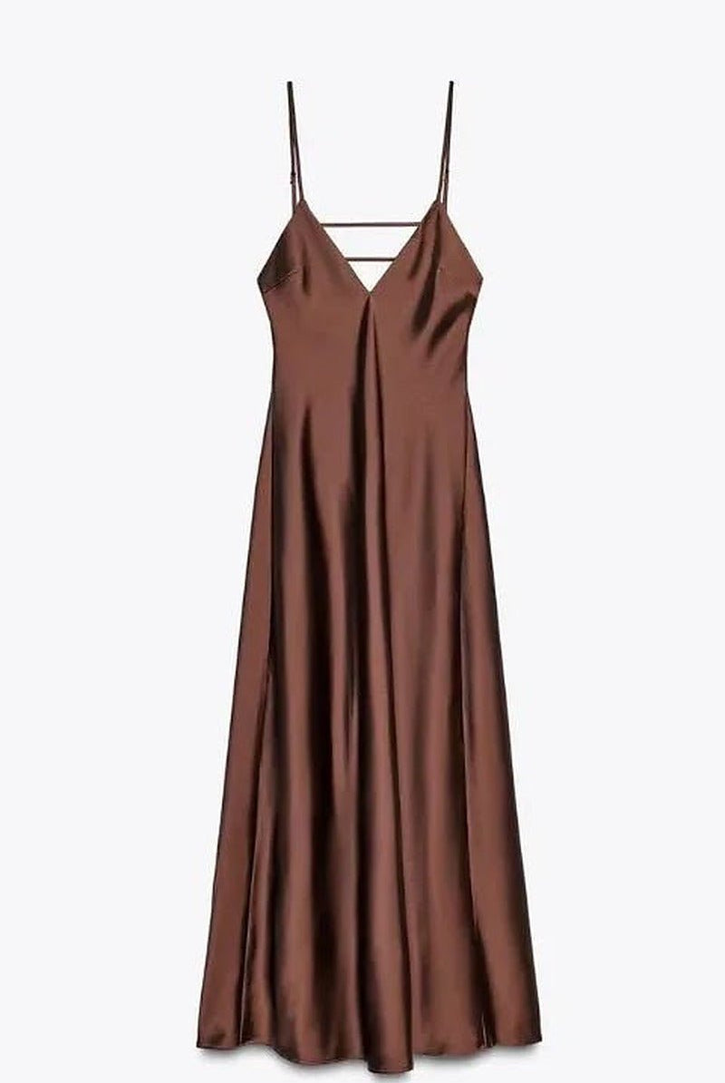 ZEYA - Liora Satin Backless Maxi Dress