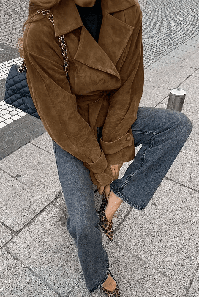 ZEYA - Lisa Faux Suede Belted Wrap Jacket