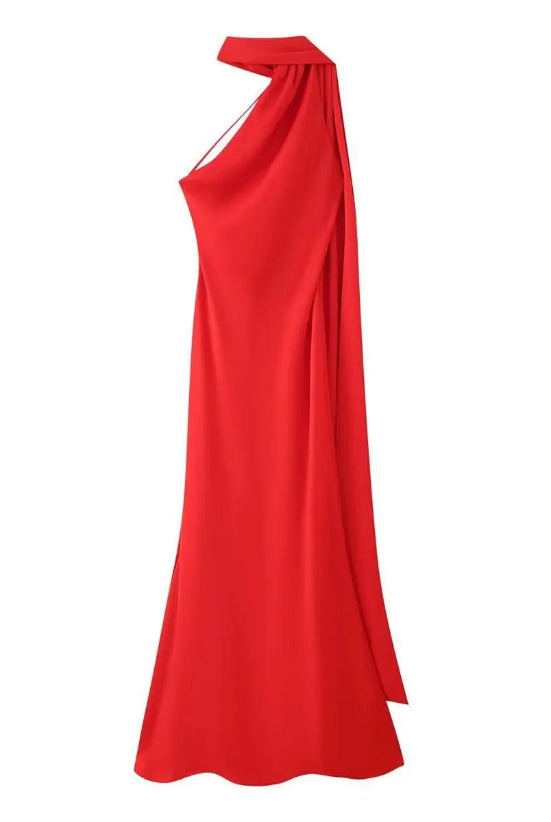 ZEYA - Loredana Halter Silk Satin Maxi Dress