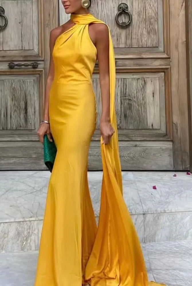 ZEYA - Loredana Halter Silk Satin Maxi Dress