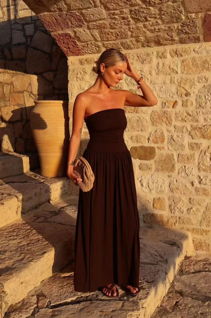 ZEYA - Lorna Strapless Ruched Maxi Dress