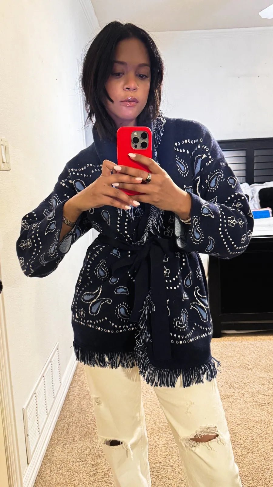ZEYA - Martha Lace Up Tasseled Cardigan