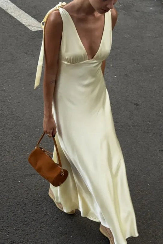 ZEYA - Melanie Satin Tie Strap Maxi Dress