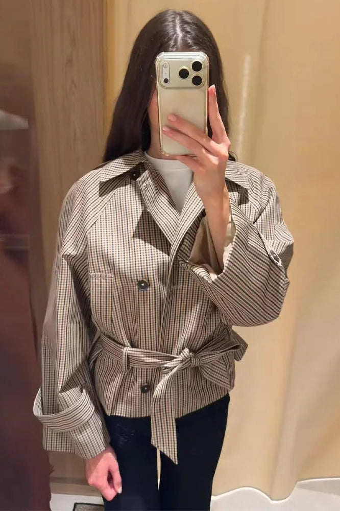 ZEYA - Melissa Plaid Belted Trench Coat