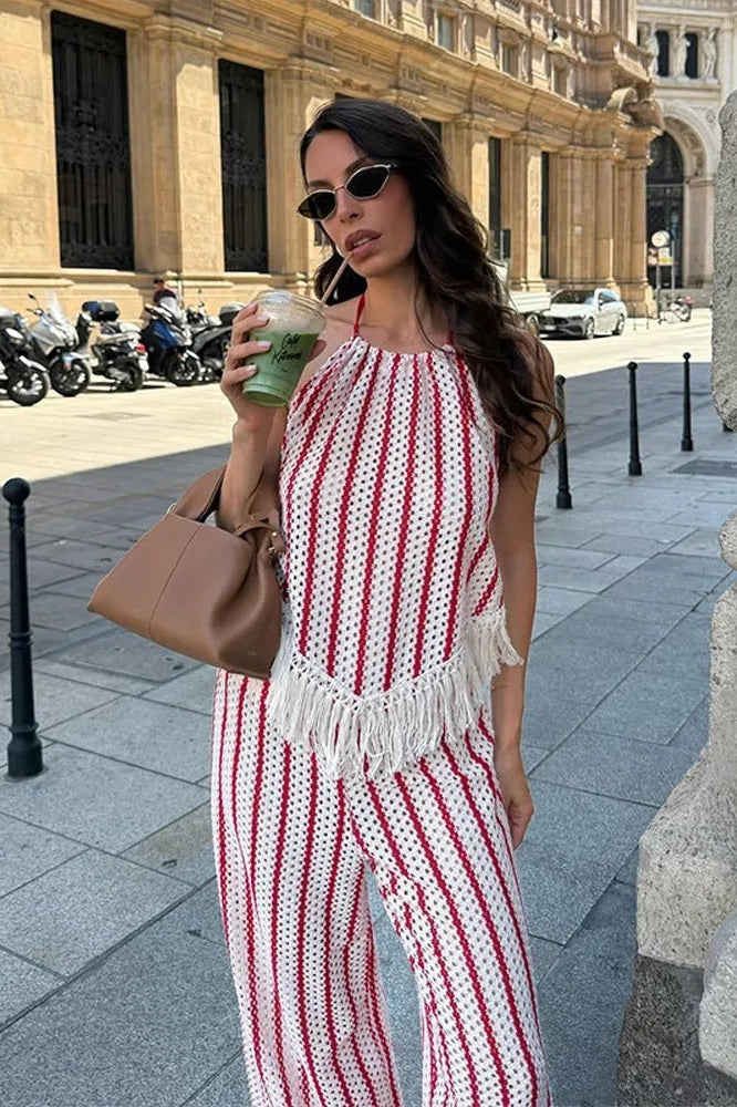 ZEYA - Mila Striped Fringe Two-Piece Set