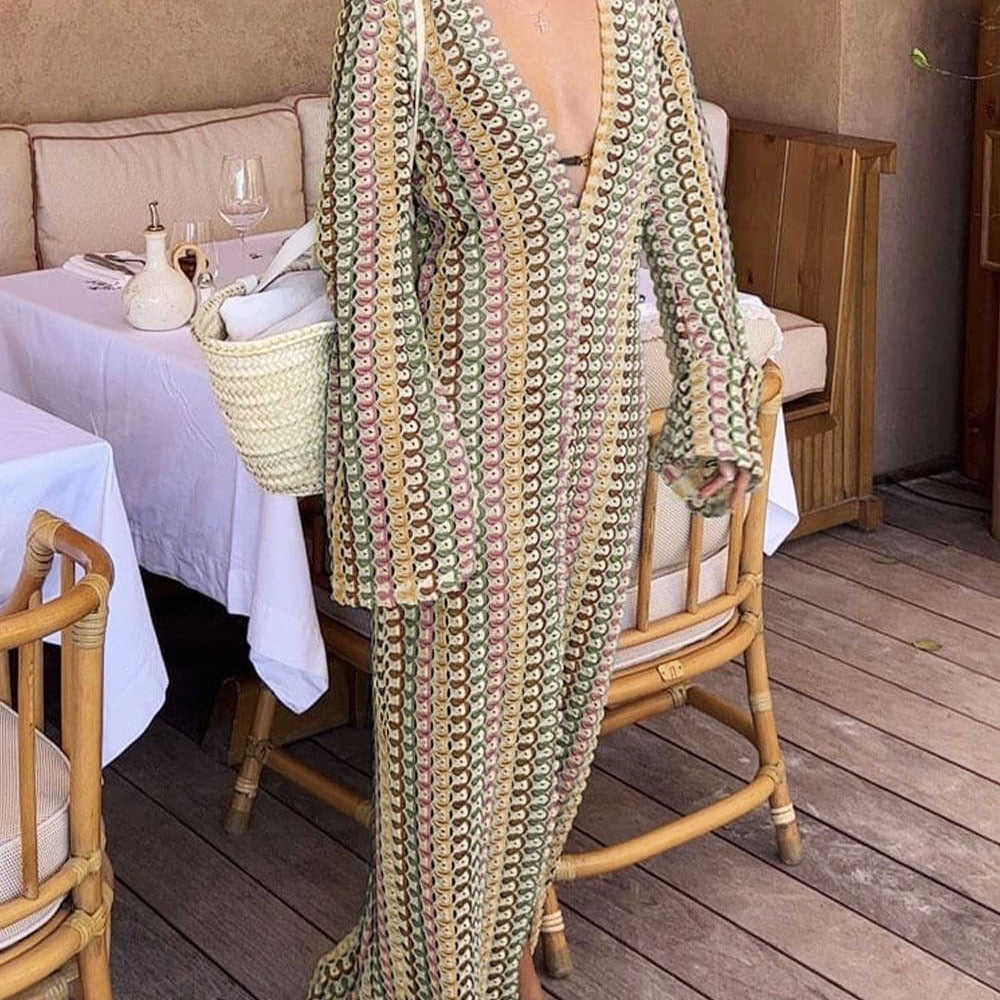 ZEYA - Miriam Crochet Stripe Maxi Dress