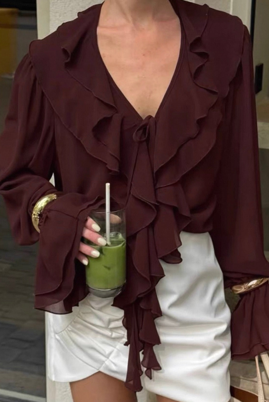 ZEYA - Monica Tie Neck Ruffled Blouse