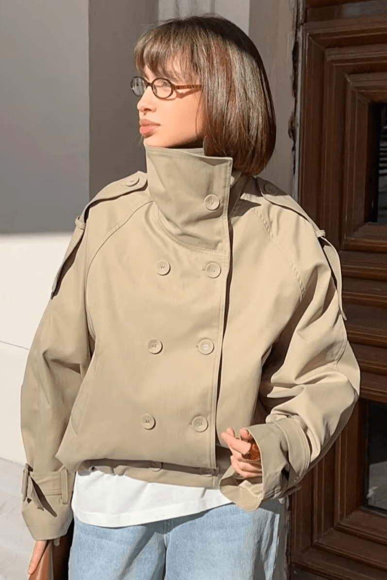 ZEYA - Natalie High Funnel Neck Cropped Trench Jacket