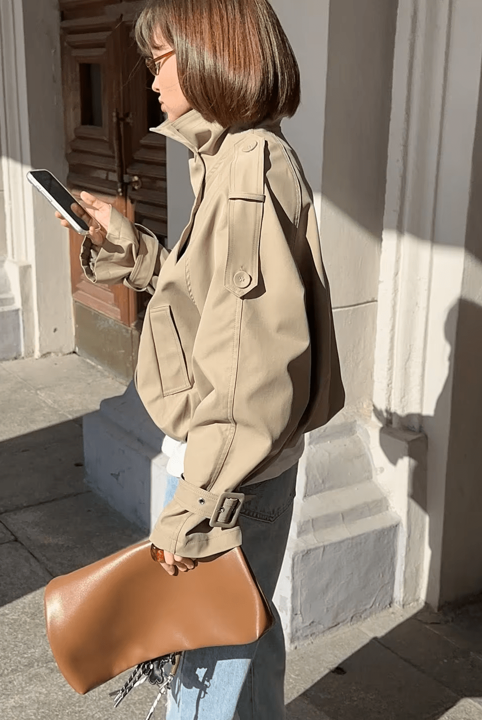 ZEYA - Natalie High Funnel Neck Cropped Trench Jacket