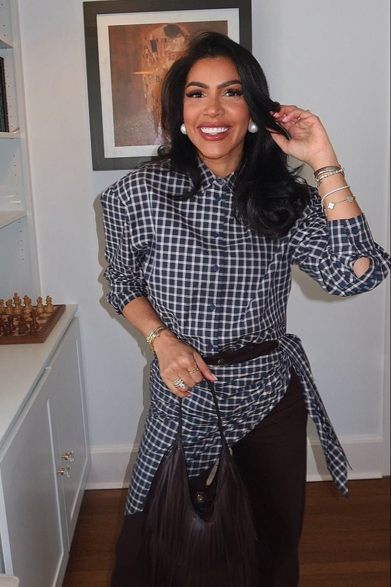 ZEYA - Nicole Plaid Scarf-Tie Shirt