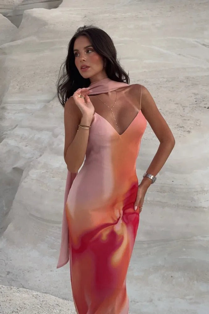 ZEYA - Octavia Open-Back Ombre Satin Dress
