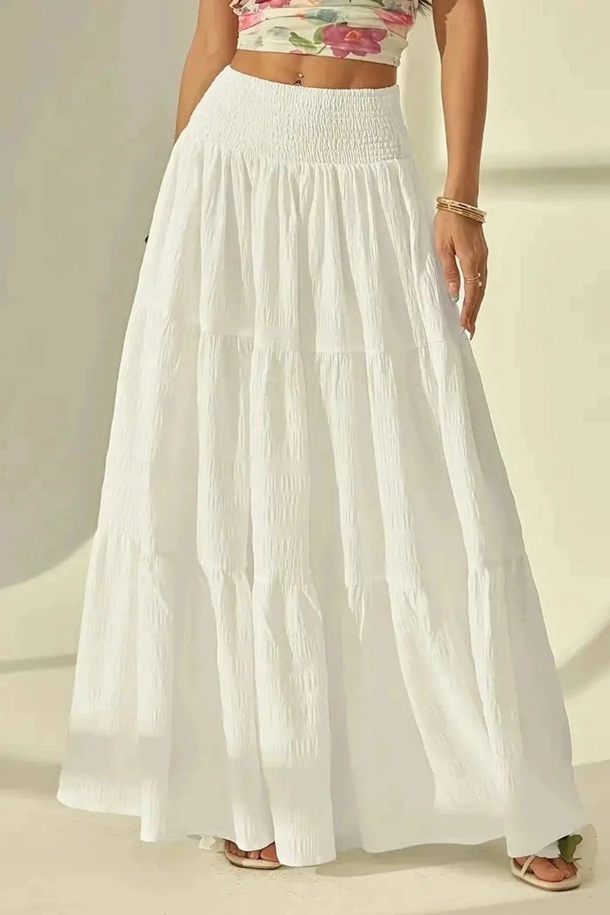 ZEYA - Octavia Tiered Maxi Skirt Elastic Waist