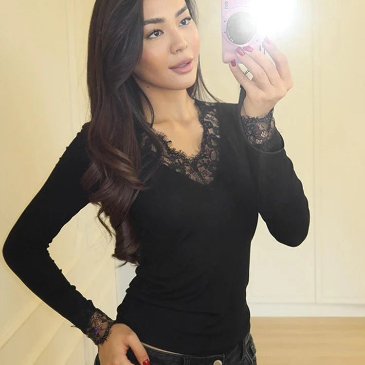 ZEYA - Sarah Lace V-Neck Casual Top