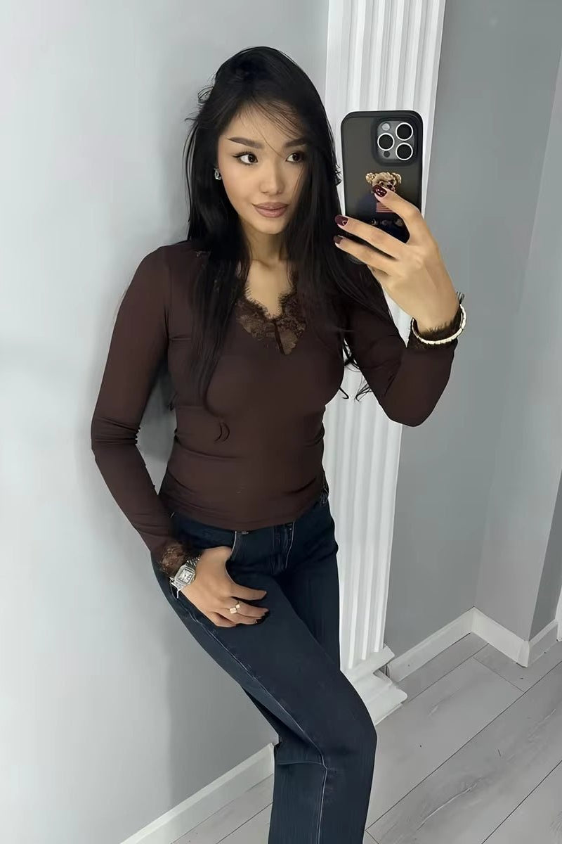 ZEYA - Sarah Lace V-Neck Casual Top