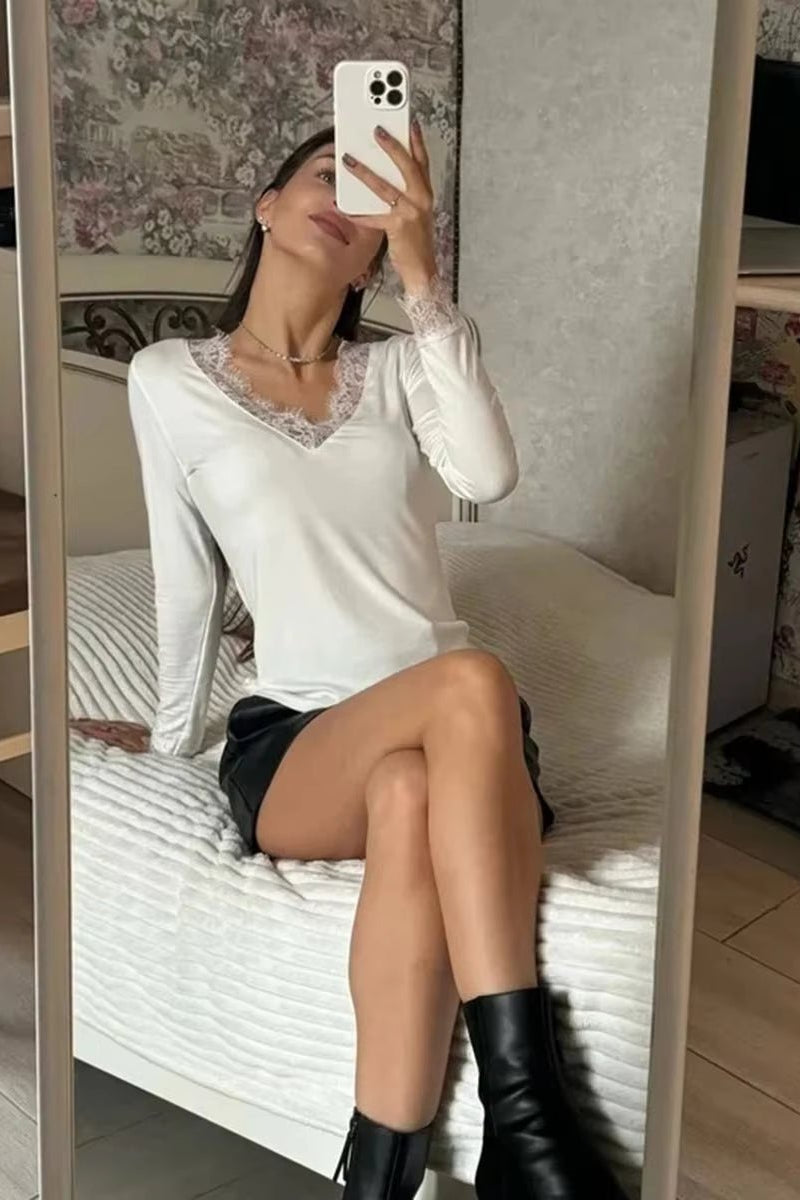ZEYA - Sarah Lace V-Neck Casual Top
