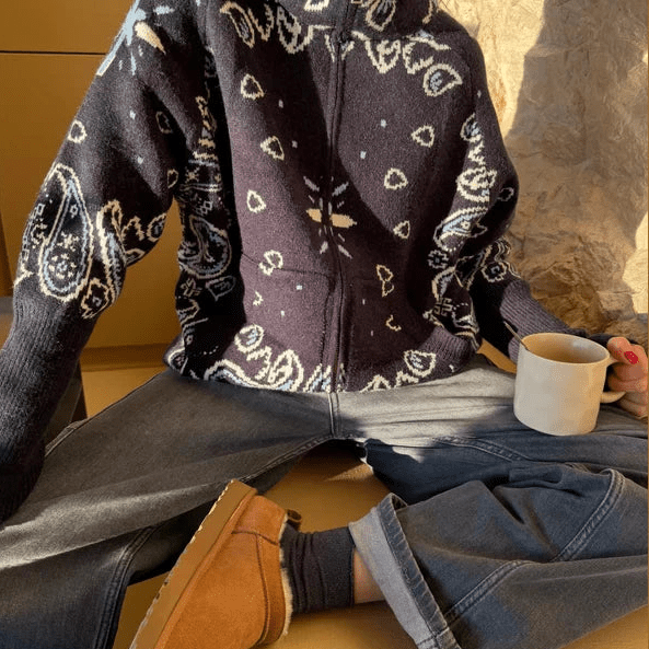 ZEYA - Sarah Stand Collar Knitted Cardigan