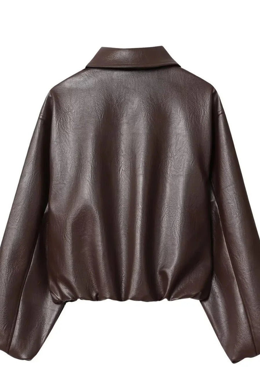 ZEYA - Sienna Faux Leather Bomber Jacket