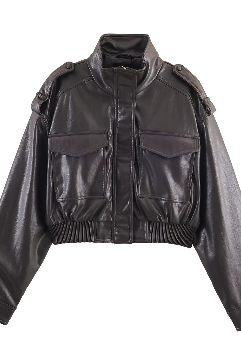 ZEYA - Sofia Faux Leather Bomber Jacket