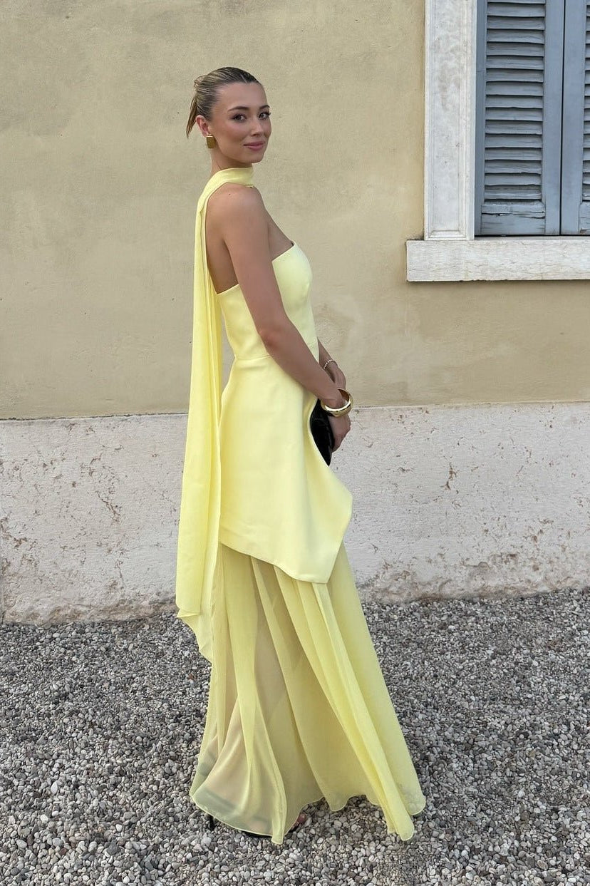 ZEYA - Sophia Asymmetric Sheer Maxi Dress