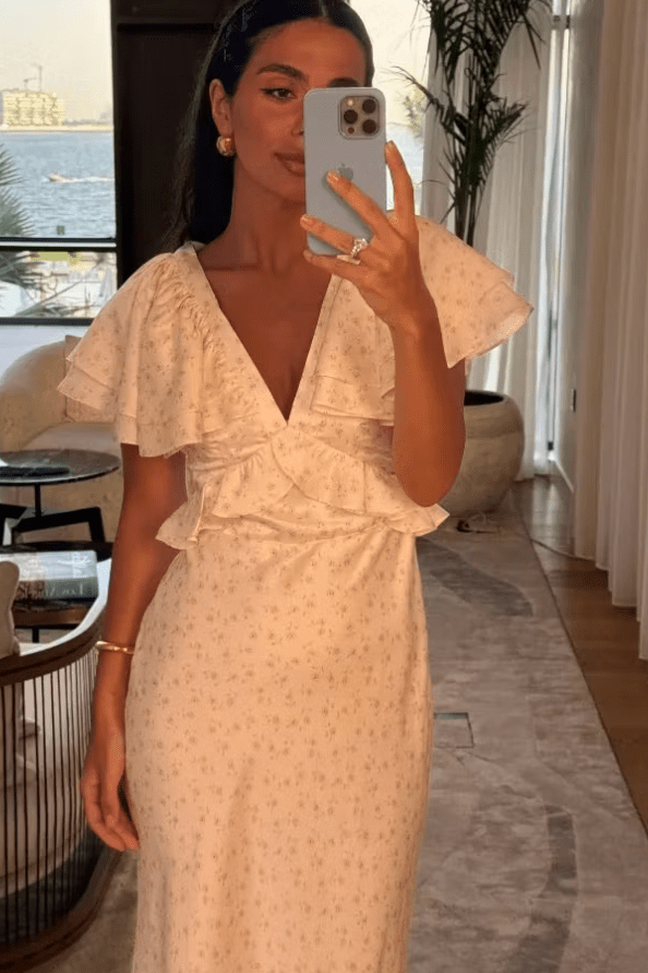 ZEYA - Sophia Ruffle Sleeves Midi Dress