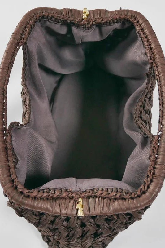 ZEYA - Sophia Woven Straw Shell Clutch