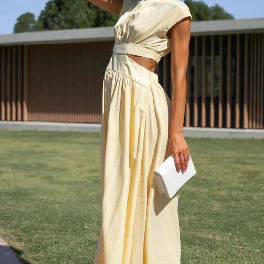 ZEYA - Syra High - Neck Midi Dress with Waist Cutouts