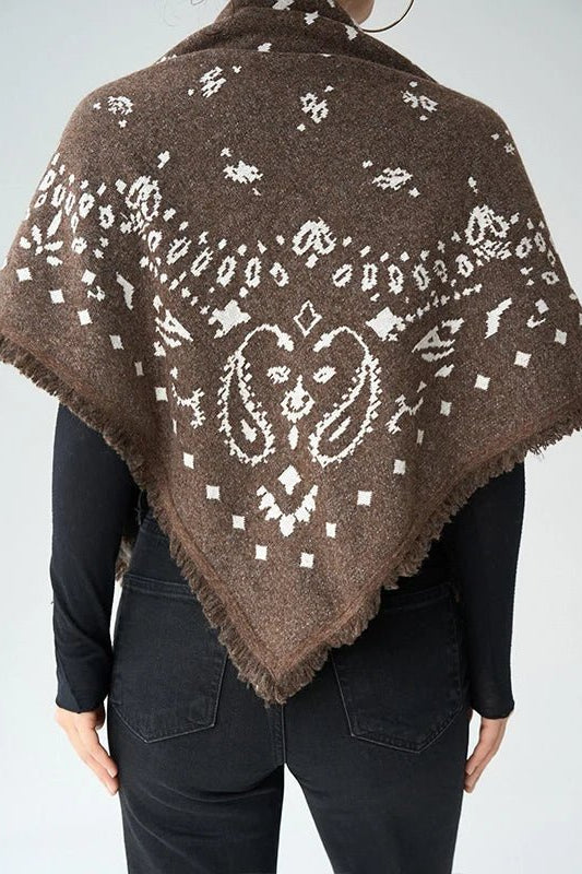 ZEYA - Terry Knitted Fringed Square Scarf