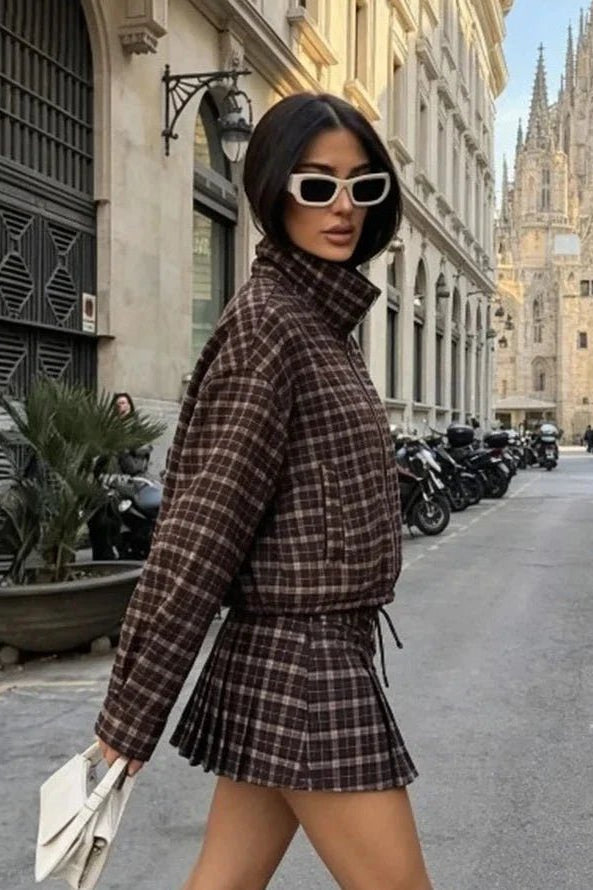 ZEYA - Tessa Checked Jacket & Mini Skirt Set