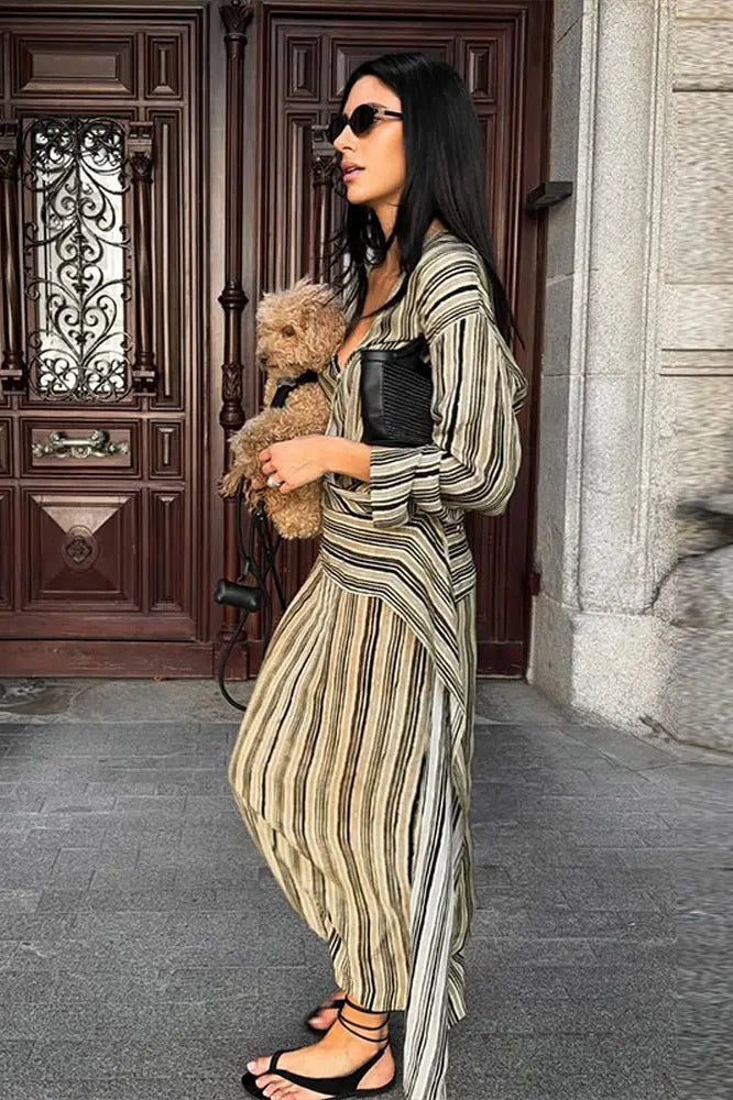 ZEYA - Tessa Striped V-Neck Maxi Dress
