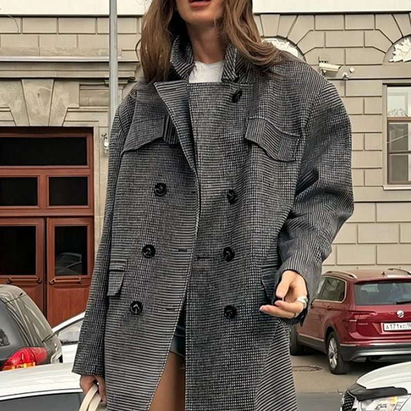 ZEYA - Trisha Houndstooth Long Coat