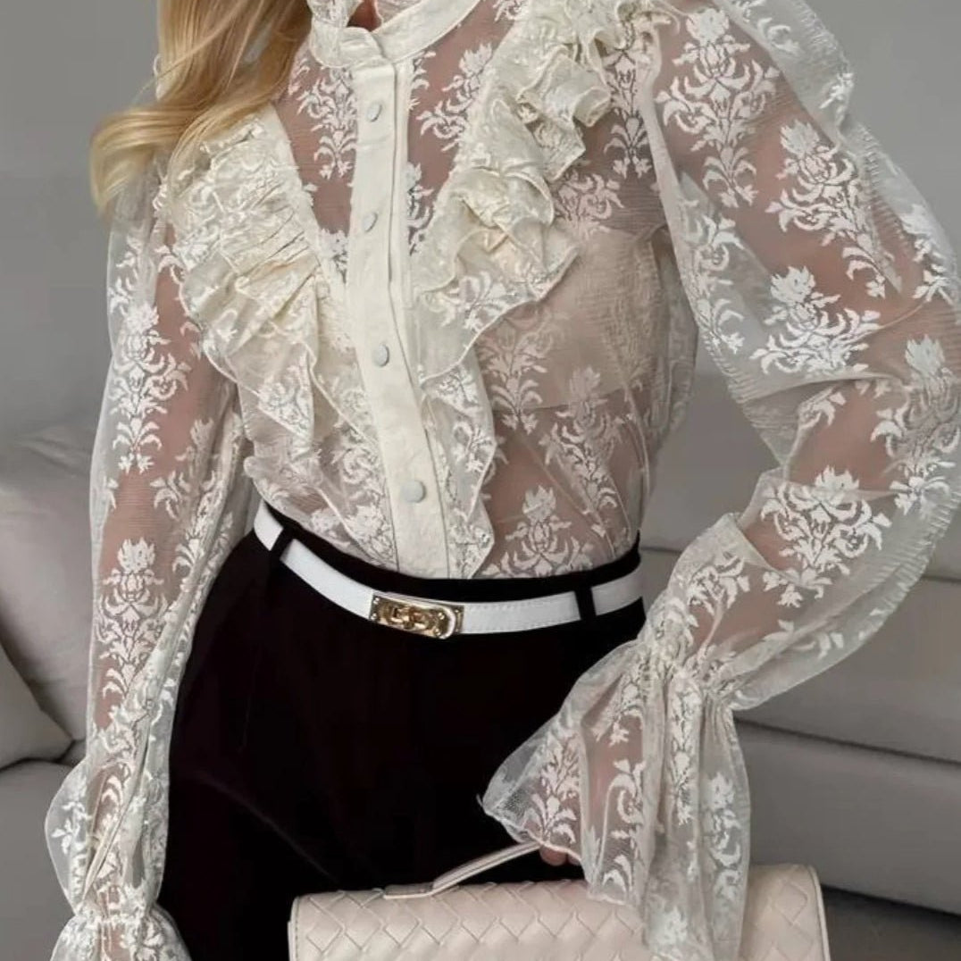 ZEYA - Valerie Ruffle Lace Sheer Blouse