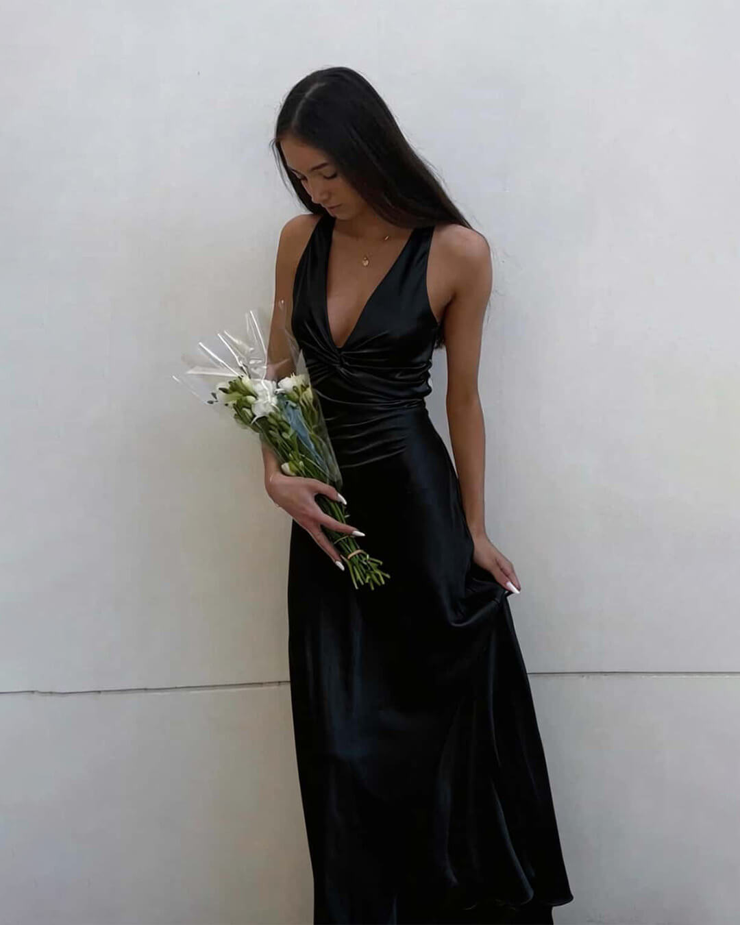 ZEYA - Venus Satin Open Back Maxi Dress
