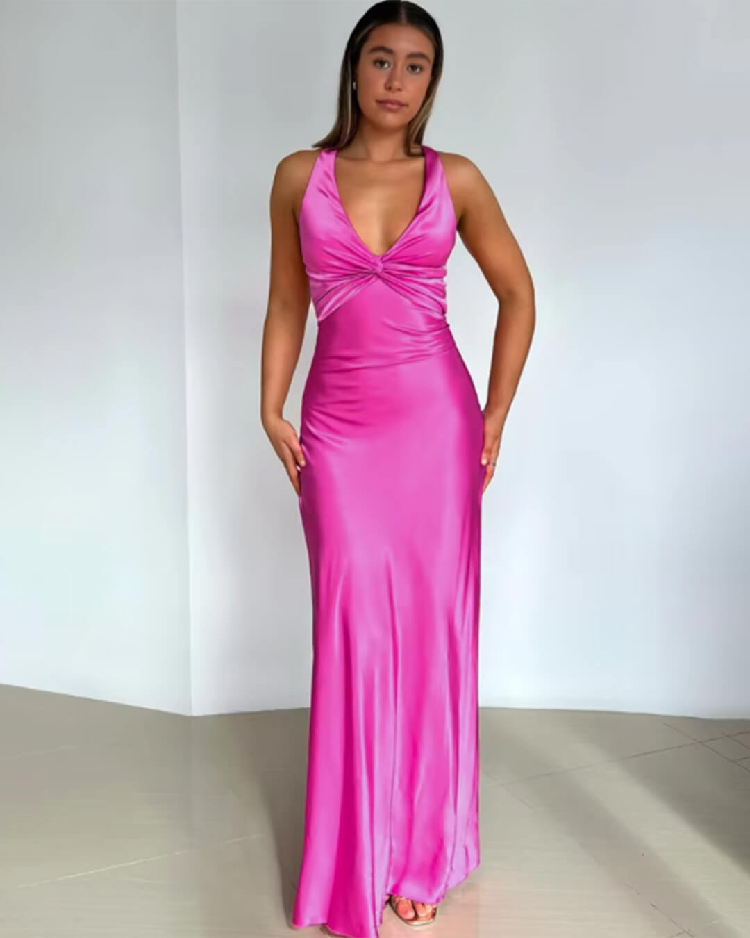 ZEYA - Venus Satin Open Back Maxi Dress