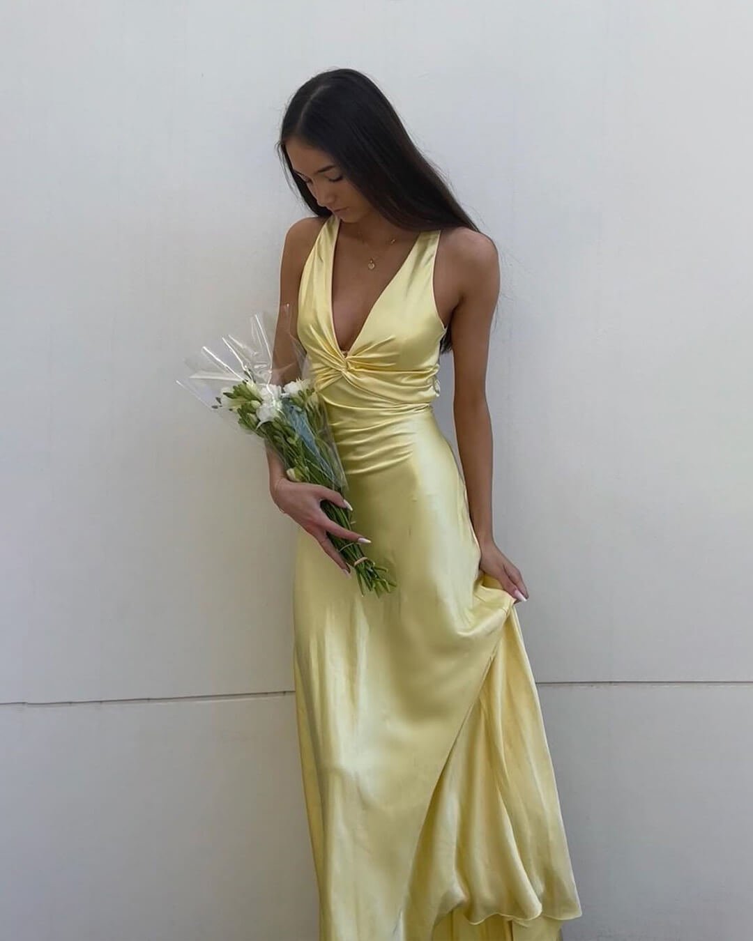 ZEYA - Venus Satin Open Back Maxi Dress
