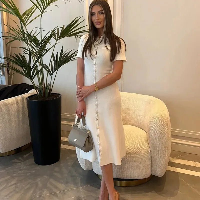 ZEYA - Yara Ribbed Button-Front Knit Dress
