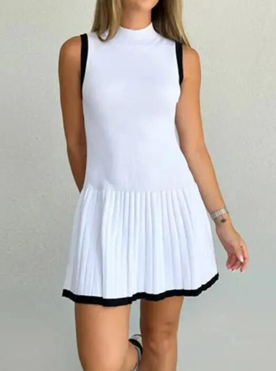 Robe en maille Sophie à taille basse et contraste