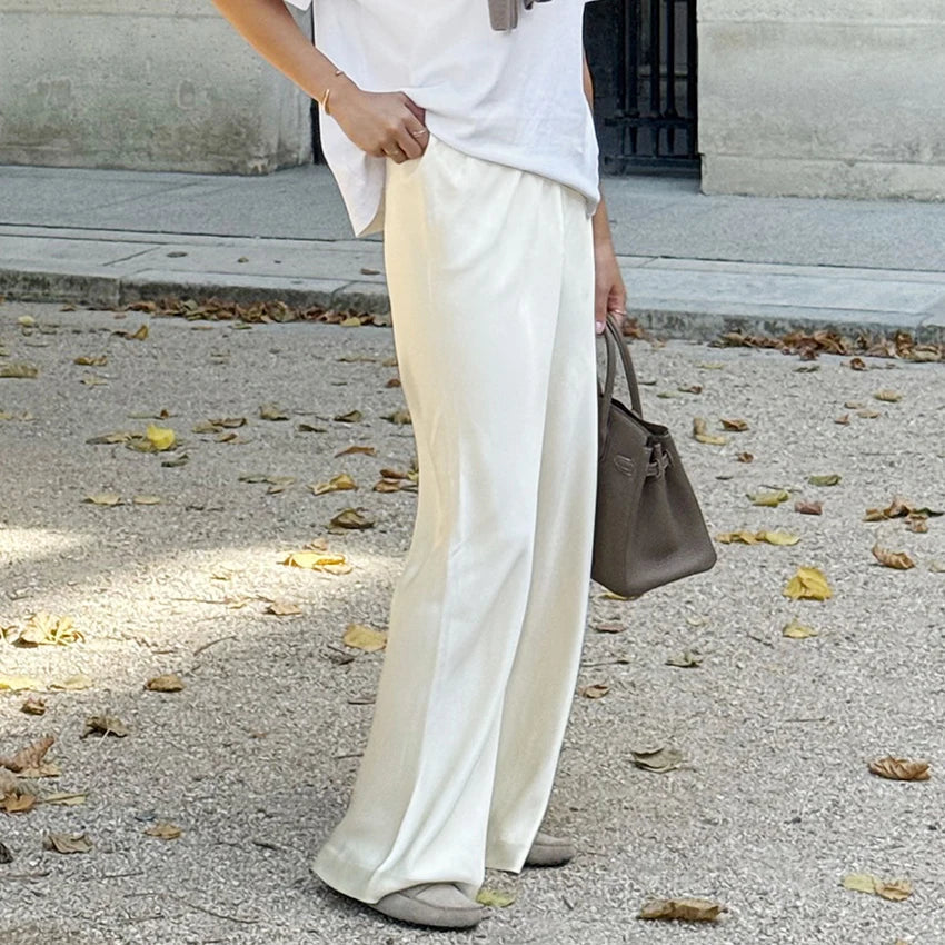 Pantaloni flare in raso Brie