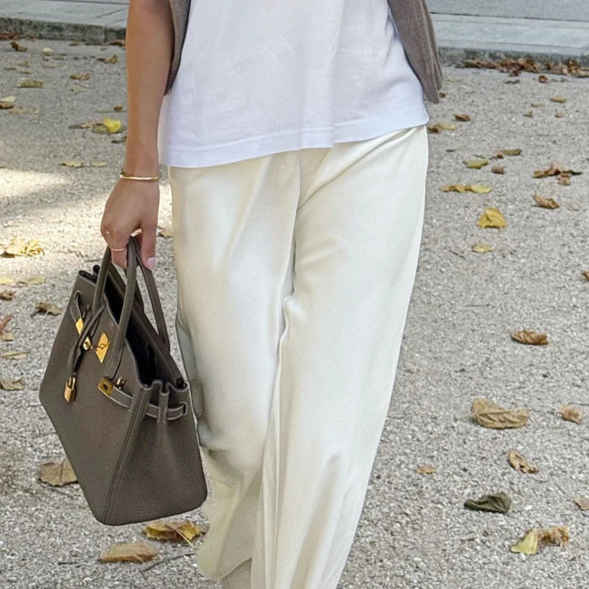 Pantaloni flare in raso Brie